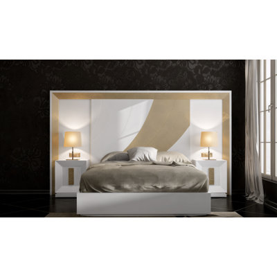 Annalya Pine Solid Wood Panel Headboard Design Bed