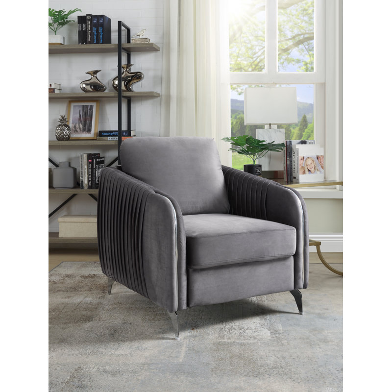 Accokeek Velvet Armchair, Gray Velvet