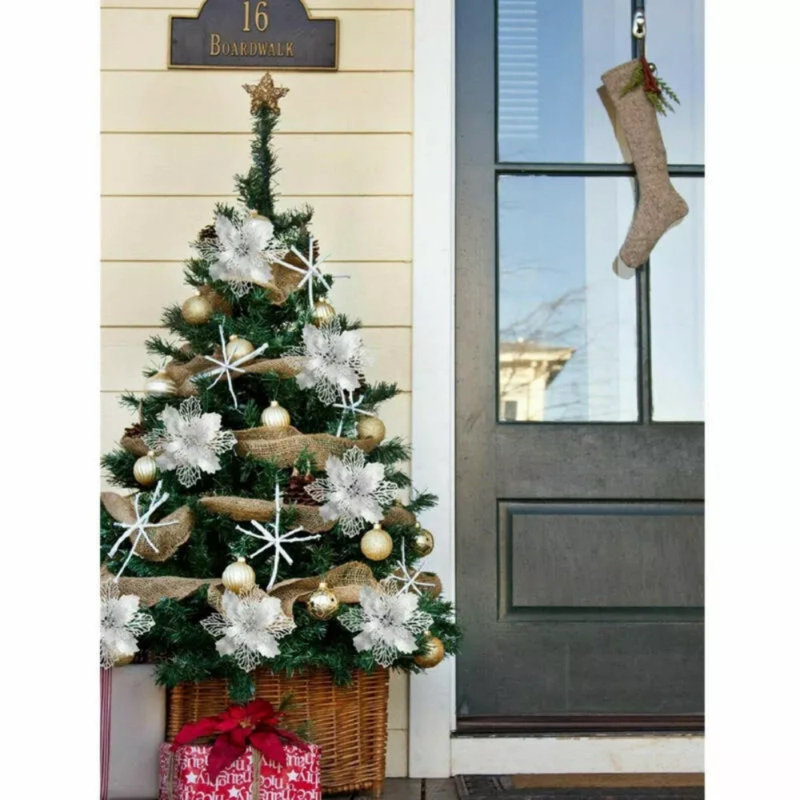 Décoration de sapin de Noël suspendue 10 pièces, Argent argent
