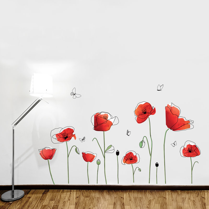 Poppy Butterflies Wall Sticker, 1 Pack
