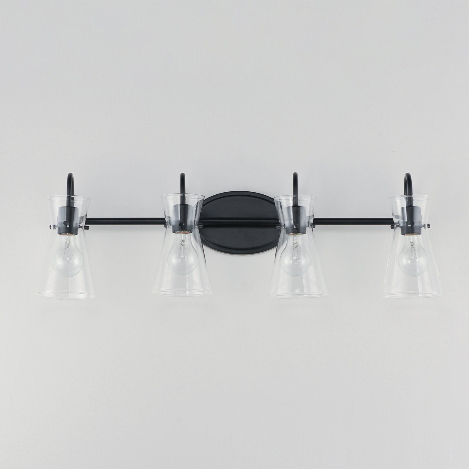 4 Light Transparent Dimmable Vanity Light, Black