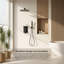 Système de douche à pluie mural noir mat 10 pouces avec pomme de douche à main et tablette de rangement-122549293