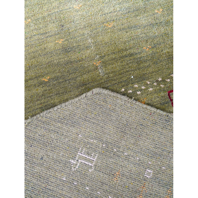 Hand Knotted Loom Wool Eco-Friendly Area Rugs - Round, Green Color, Contemporary Modern Design, High Pile Thick Handmade Anti Skid Area Rugs for Living Room, Bed Room
