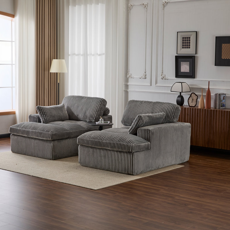Double méridienne intérieure, canapé-lit rembourré surdimensionné pour l'intérieur, canapé-lit luxueux à assise profonde, causeuse modulaire, causeuse en velours côtelé pour le salon, aucun assemblage requis