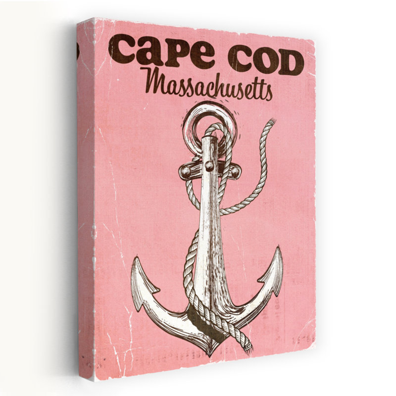 Cape Cod, ancre rétro, art mural rétro, H 18 po x l 12 po