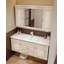 Meuble-lavabo en bois d'hévéa français avec lavabo en céramique et miroir