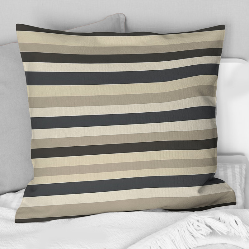 Coussin décoratif gris Mid-Century à rayures grises I - Midcentury, H 16 po x l 16 po
