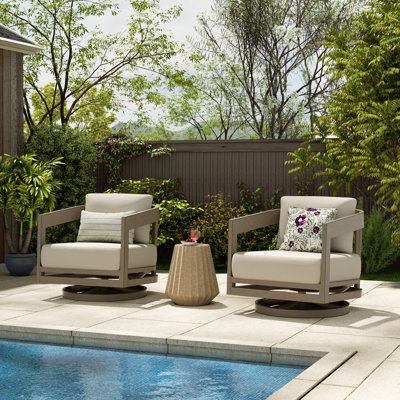 Harmonti Patio Aluminum Swivel Club Chairs Lounge Chairs With Cushions (Set Of 2)