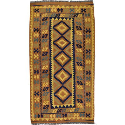 One-of-a-Kind Doorfield Hand-Knotted Brown/Blue 3'3" x 6'1" Wool Area Rug