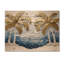Palmiers dorés sur la plage I - décoration murale en bois de palmiers et de palmiers - sur bois de pin naturel-1061644920