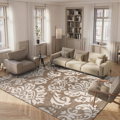 Tapis performance damassé à poil long Ellyona
