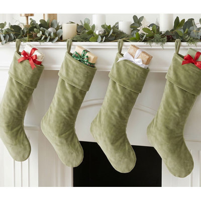 Classic Cream Velvet Handmade Christmas Stocking- 20"