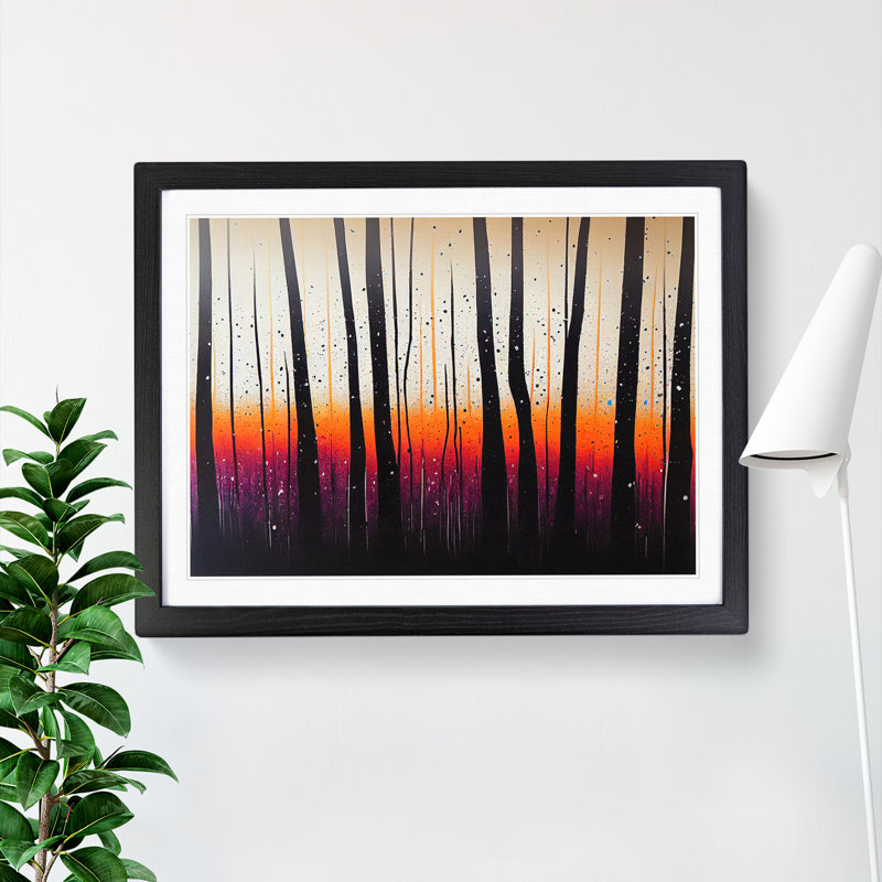 Splashed Forest Vol.4 Abstract 1 Piece Single Picture Frame Painting, 34cm H x 46cm W x 2cm D, Black