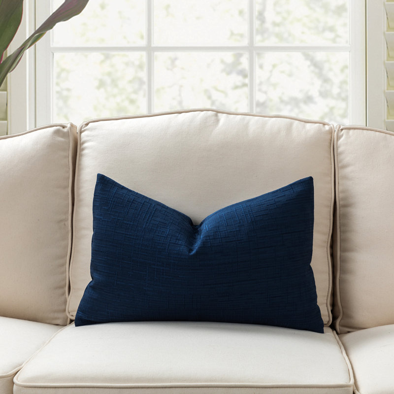 Housse et insert de coussin rectangulaire en mélange de coton, Bleu marine