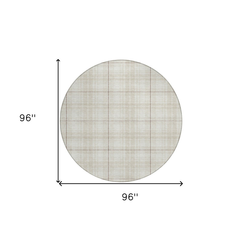 Tapis rond lavable à carreaux ivoire et beige ivoire HomeRoots
