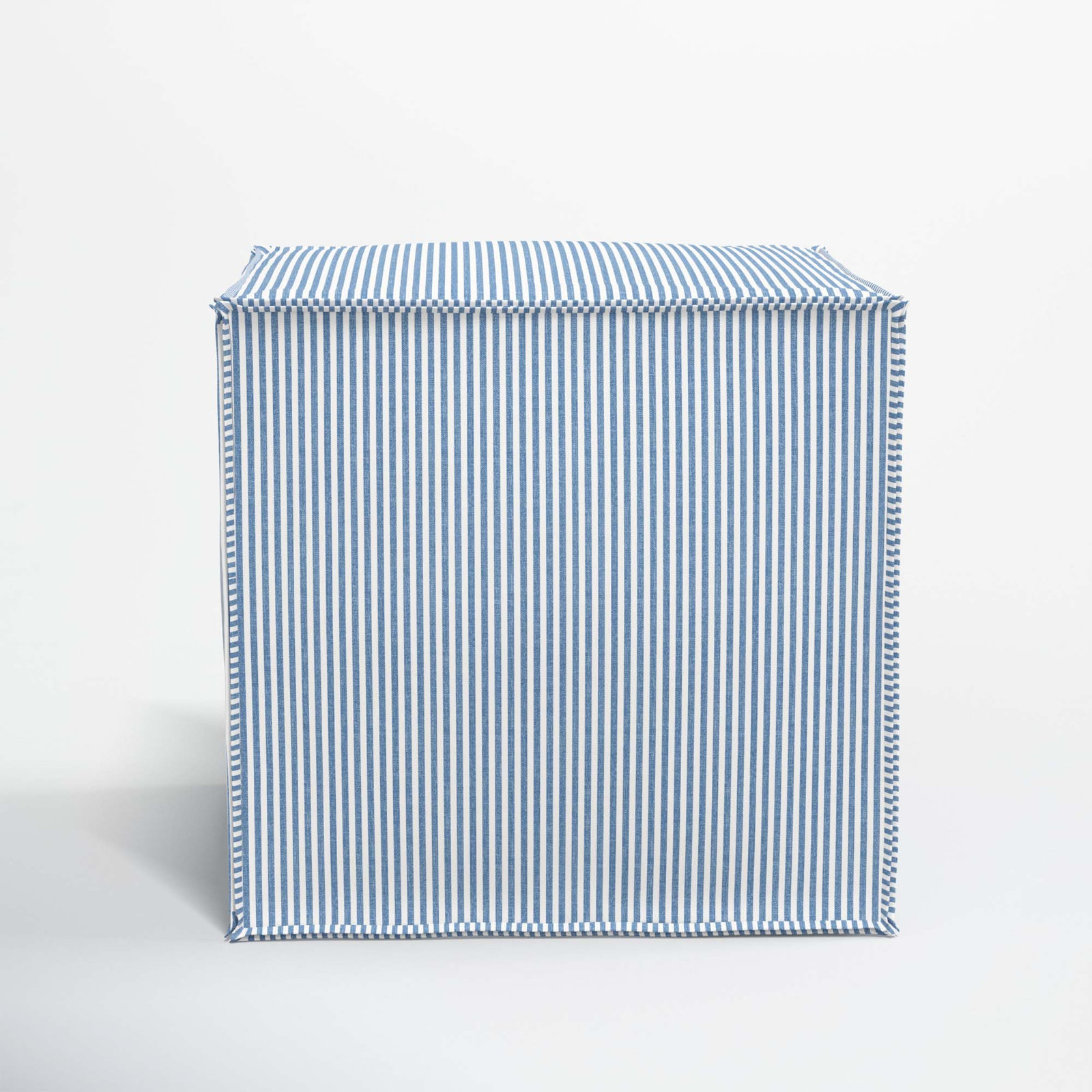 Upholstered Ottoman, Prep Stripe Blue