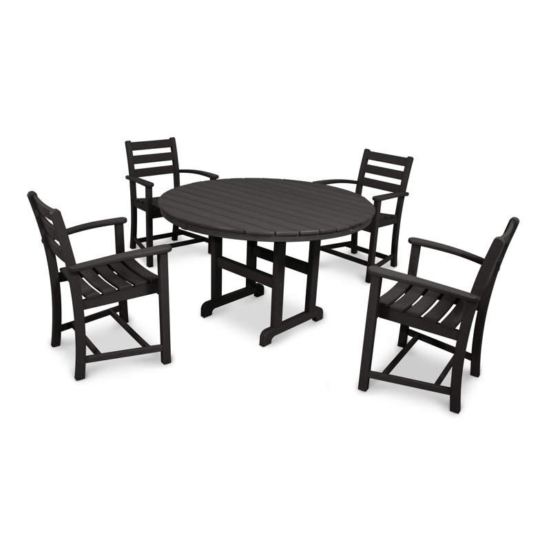 TREX Outdoors Monterey Bay 5-Piece Round Dining Set, Black
