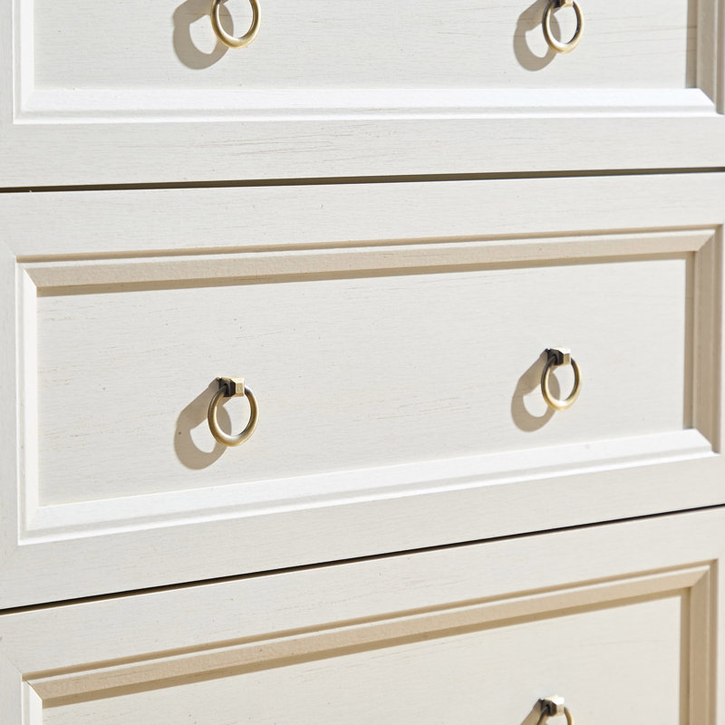 Commode 6 tiroirs Farmhouse, Blanc/noyer