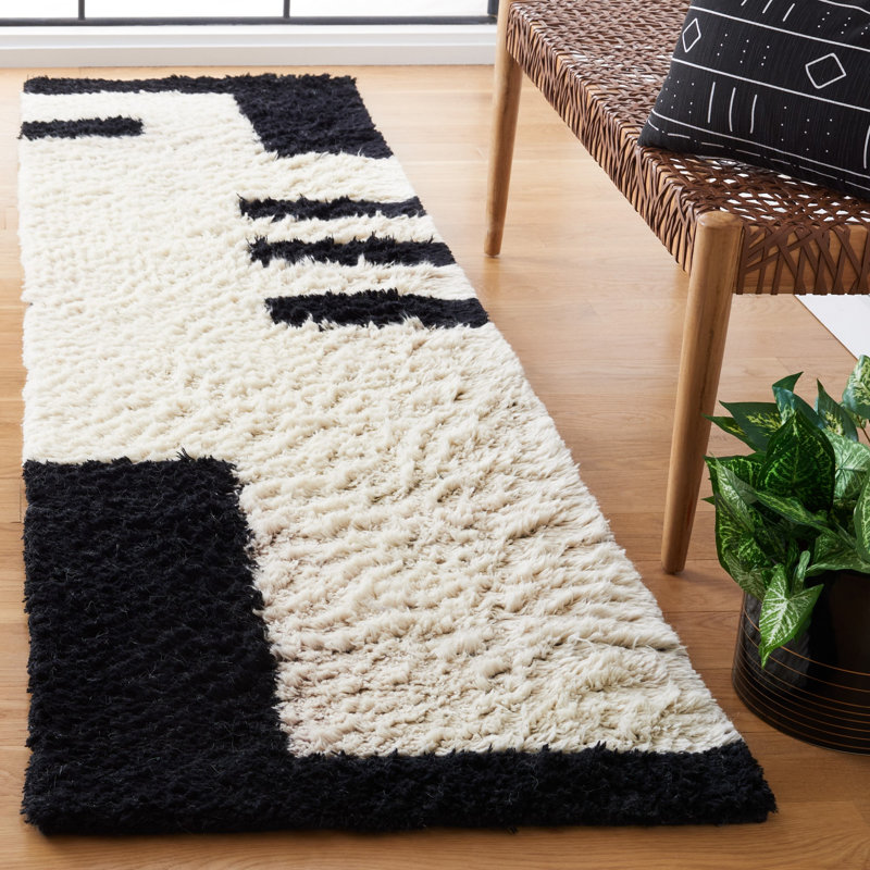 Tapis noir / ivoire Beaufort, Tapis de couloir 2 pi 3 po x 9 pi