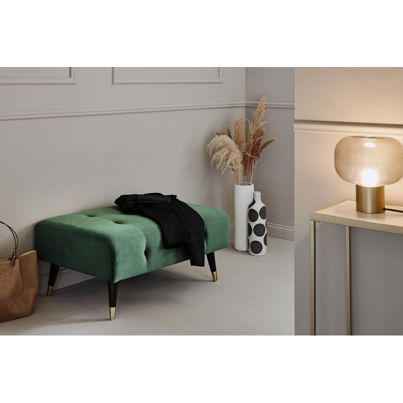 Shiflet 95cm Wide Velvet Tufted Rectangle Footstool Ottoman, Opal Green