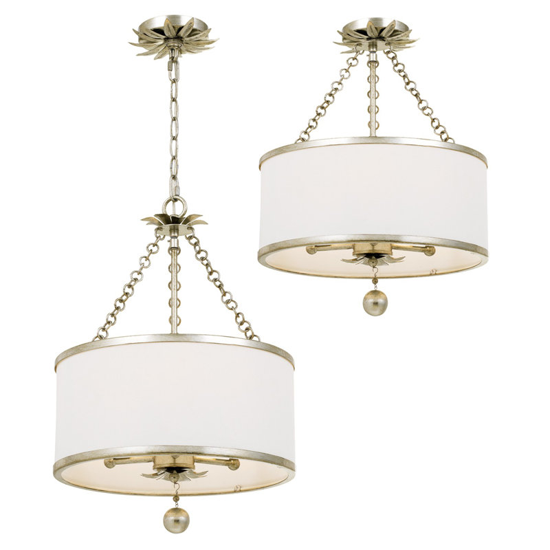 Adria Dimmable Drum Chandelier, Silver, 20" H x 14" W