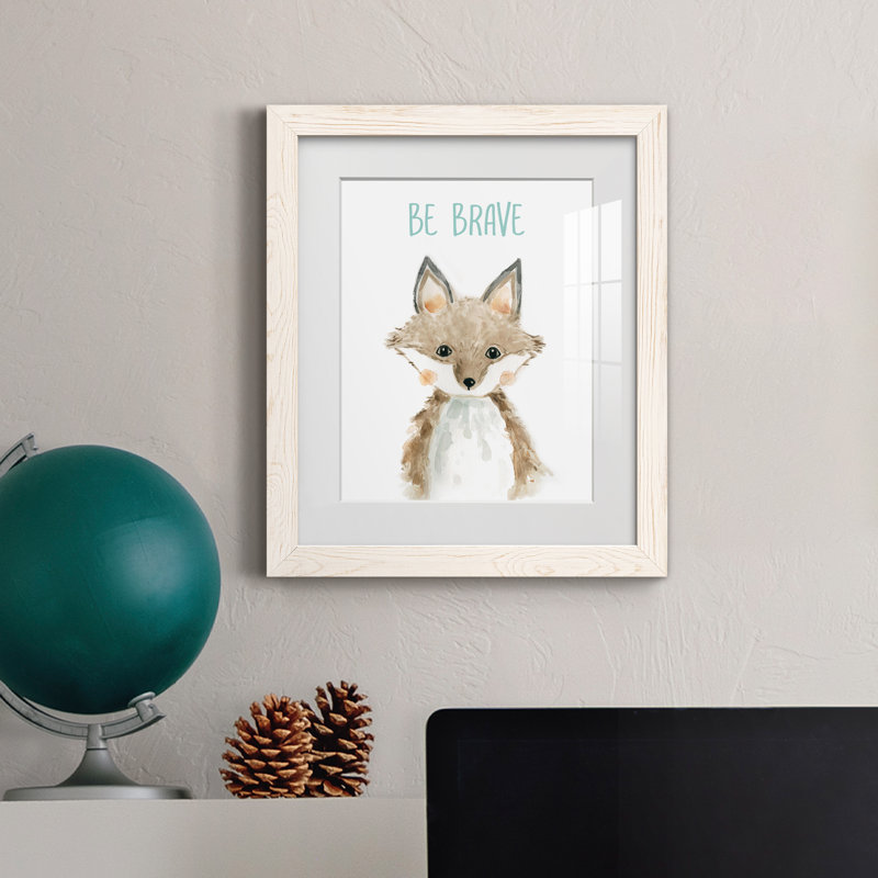Be Be Brave Fox - impression encadrée, H 20 po x l 17 po x P 1,5 po, Toile blanche encadrée