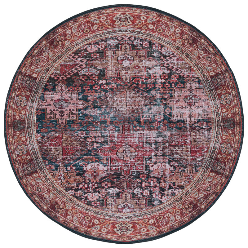 Pashen Performance Machine Washable Oriental Rug, Round 6'