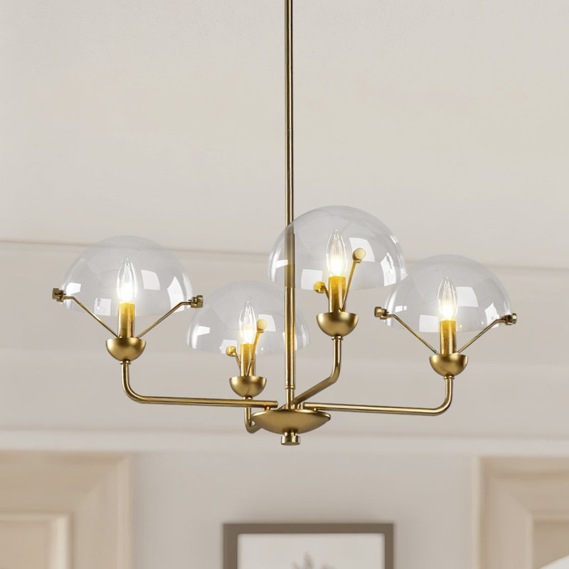 Lustre moderne / traditionnel à 4 lumières de 28 po de largeur avec métal, abat-jour en verre / métal pour salle à manger ou îlot de cuisine
