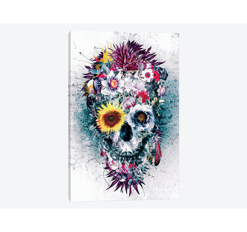 Skull Blue by Riza Peker - Wrapped Canvas Gallery-Wrapped Canvas Giclée, 12" H x 8" W x 0.75" D
