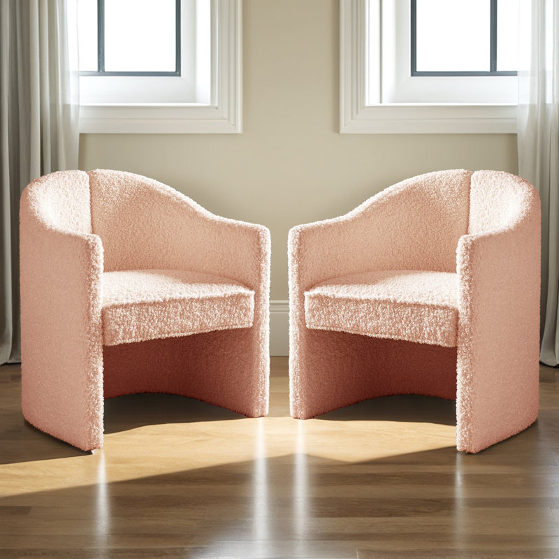 Chaise d'appoint incurvée Ryeli, Polyester rose