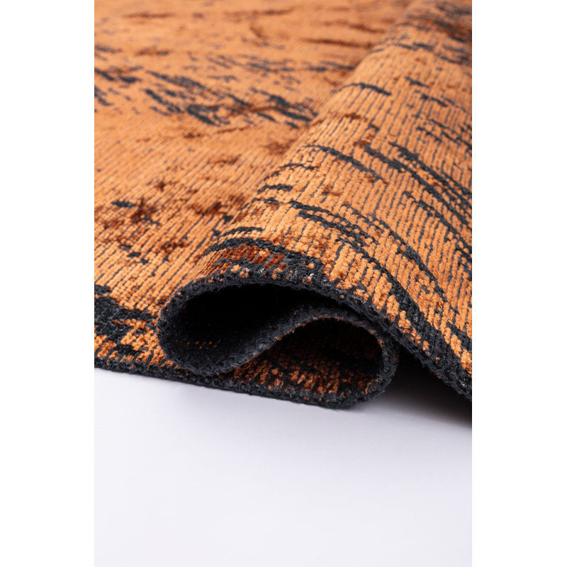 Tapis abstrait orange / noir Rapture, Rectangle 7 pi 10 po x 11 pi 2 po
