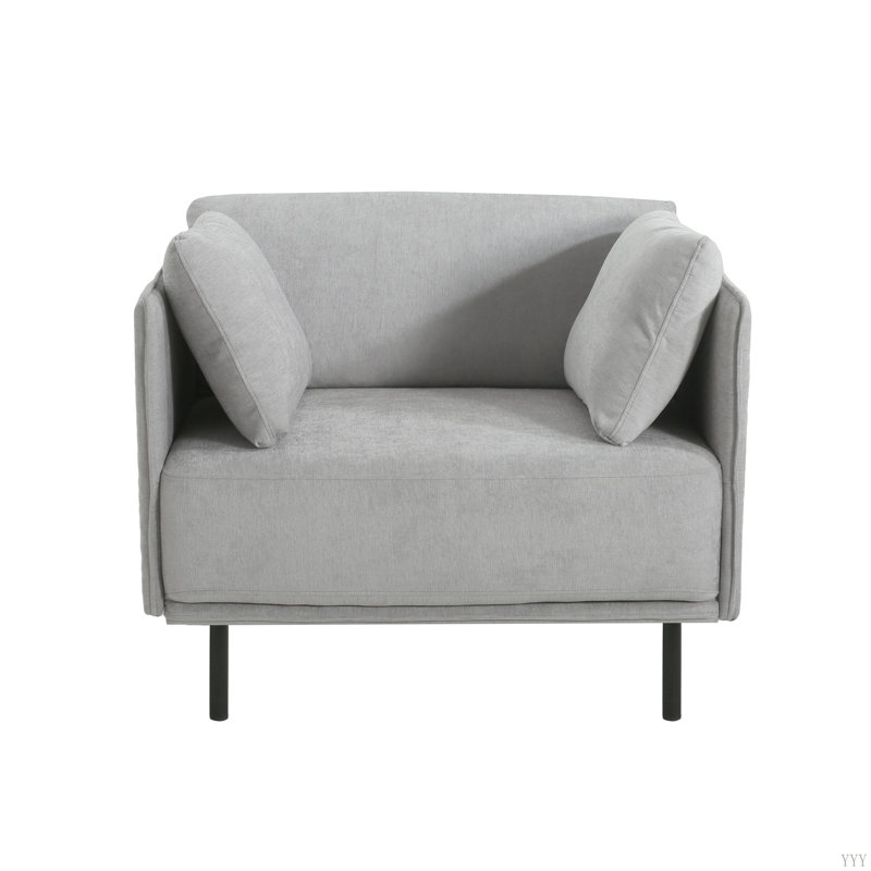 Fauteuil d'appoint avec coussin lombaire, Gris, Noir