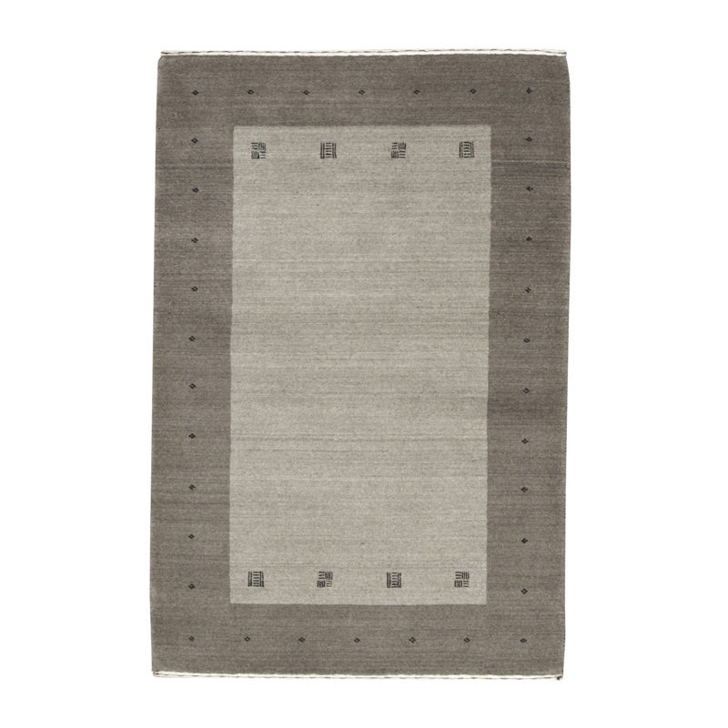 Tapis gris et beige noué à la main de haute qualité