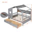 Lit double en bois pleine grandeur, finition grise, 2 tiroirs, tablette arrière pour lunettes de soleil, gris idéal, tablette de rangement,