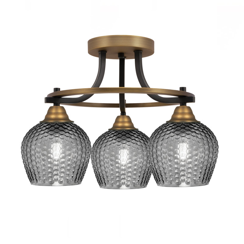 Verre fumée 6 po semi-encastré noir mat et laiton Amancio, Noir mat / nickel laiton, Noir