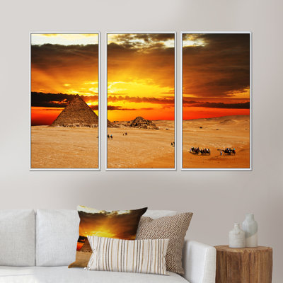 " Camel Caravan At Sunset " 3 - Pieces