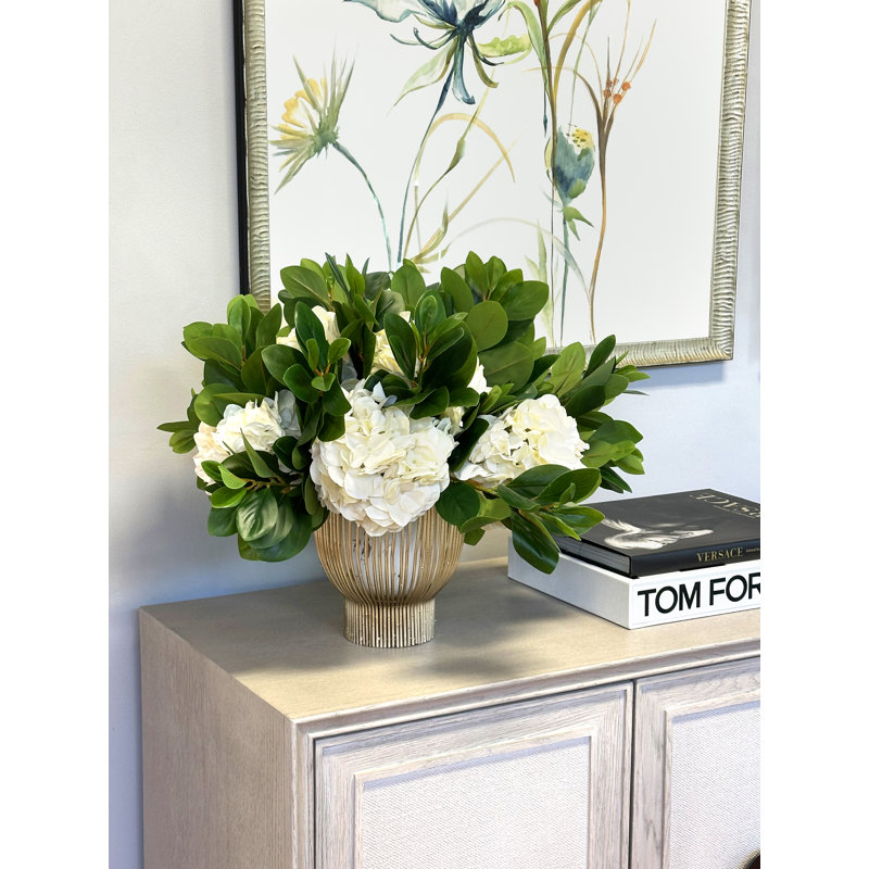 Polysilk Hydrangea Arrangement in Vase