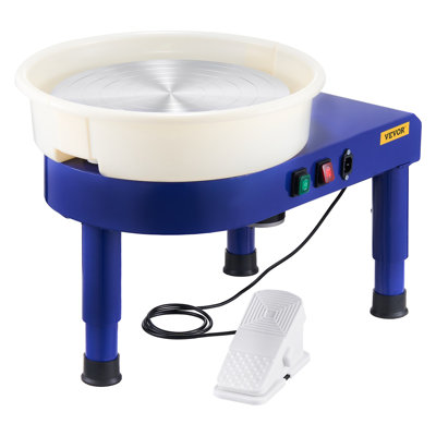 Pottery Wheel, 14 in Ceramic Wheel Forming Machine, 60-300 RPM Speed Adjustable Foot Pedal, Adjustable Lift Leg, Detachable Basin, Complete Tool Accessory Kit for Work Art Craft DIY, Blue