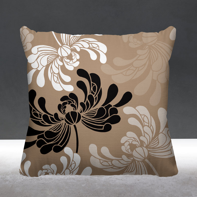 Coussin décoratif intérieur / extérieur Marilyn, 15 po x 15 po, Beige, Carré