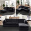 Canapé modulaire convertible en velours côtelé de 113 po de largeur pour le salon avec 2 coussins-1315576022