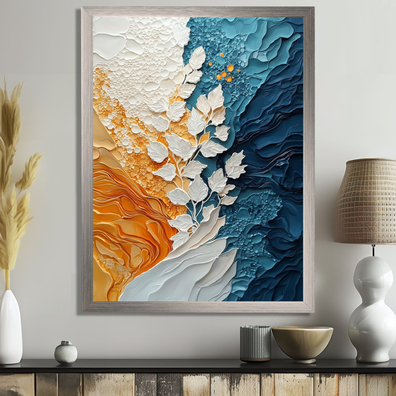 Orah - art mural abstrait, Argent argent, H 20 po x l 12 po, Reproduction encadrée d'une seule photo