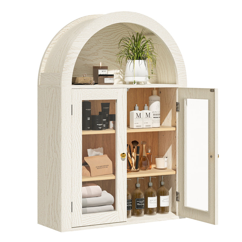 31.5"h Arch Wall Mounted Bathroom Cabinet, Beige, Beige