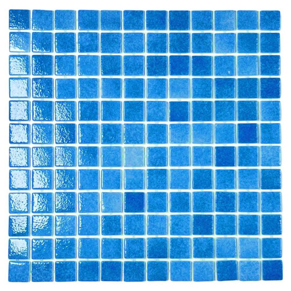Capri Blue Square 7/8 Inch Recycled Glass Mosaic Floor And Wall Tile (Box Of 10 Sheets)