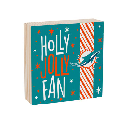 Miami Dolphins 6" Holiday Wood Plock Wall Sign