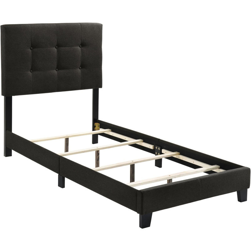 Lit confortable à panneau simple gris anthracite pour votre chambre à coucher avec tête de lit et plateforme basse