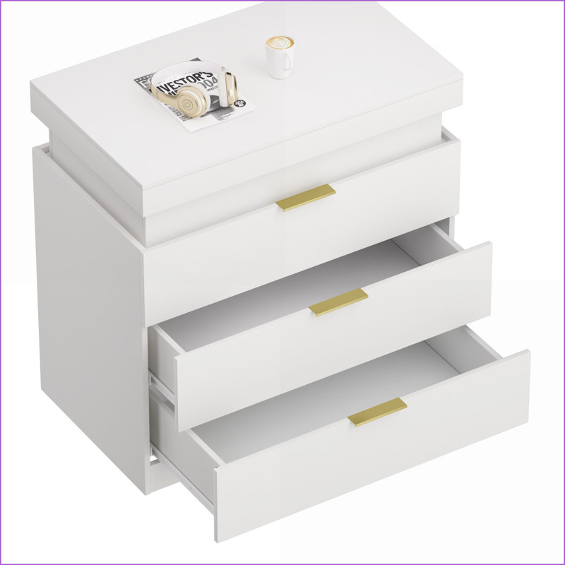 Table de chevet moderne avec station de charge & amp; Lumières DEL, blanc - l 28,8 po x P 17 po x H 30,5 po, Blanc