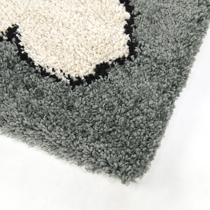 Ragin Grey Modern Border Area Rug, Rectangle 5'3" x 6'11.9"