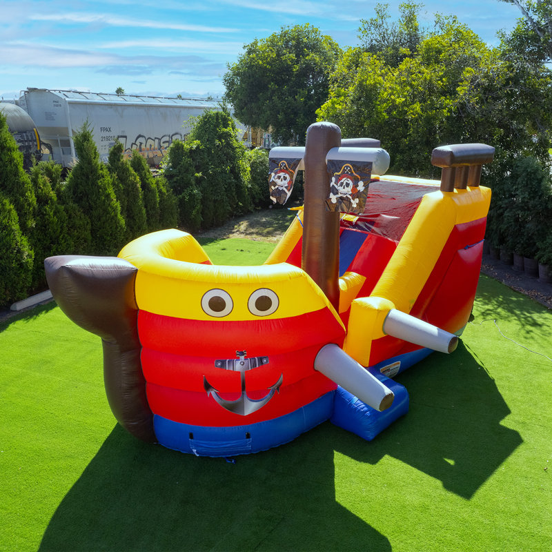JumpOrange 15 FT Pirate Ship Water Slide Bounce House for Kids (with Blower)