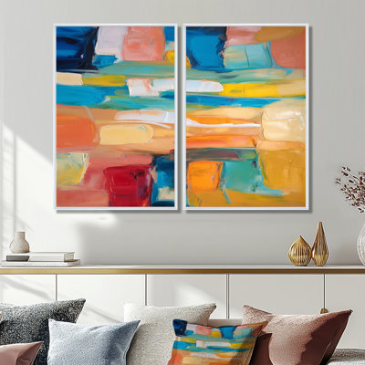 «Clete Vibrant Cubist Colourfields» - art mural moderne bleu
