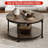 30 Inch Round 2-Tier Coffee Table with Storage Shelf-836407055